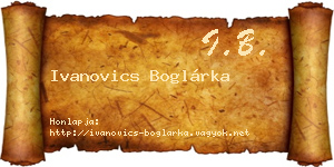 Ivanovics Boglárka névjegykártya